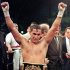 File picture shows Camacho of Puerto Rico celebrating his fifth round victory over Leonard of U.S. during their IBC middleweight title fight in Atlantic City