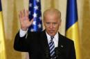 U.S. Vice President Joe Biden waves at the end of a speech to students, young activists and officials in Bucharest
