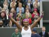 Serena Williams of the U.S. celebrates after defeating Yaroslava Shvedova of Kazakhstan during their women's singles tennis match at the Wimbledon tennis championships in London