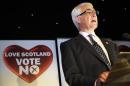 British Labour Party MP Alistair Darling addresses supporters during a 'Better Together' referendum event in Glasgow, Scotland, on September 19, 2014