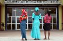 Three teenagers who escaped a Boko Haram mass kidnapping in the northeast Nigerian town of Chibok last year are seen at the American University of Nigeria, in the Adamawa state capital, Yola, on May 8, 2015