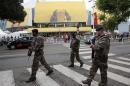 French soldiers patrol in front of the Festival Palace before the opening of the 69th Cannes Film Festival in Cannes