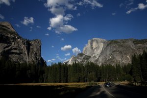 A view of Half Dome and the Yosemite Valley on August …