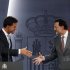 Netherlands' PM Rutte shakes hands with Spanish PM Rajoy during a joint news conference at Madrid's Moncloa Palace