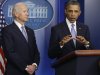 President Barack Obama and Vice President Joe Biden make a statement regarding the passage of the fiscal cliff bill in the Brady Press Briefing Room at the White House in Washington, Tuesday, Jan. 1, 2013. (AP Photo/Charles Dharapak)