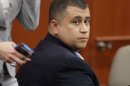 Zimmerman looks on during his hearing at the Seminole County Courthouse in Sanford, Florida