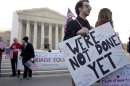 Supporters of gay marriage rally in front of the Supreme Court in Washington