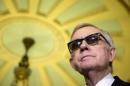 Senate Minority Leader Harry Reid of Nev. pauses during a news conference on Capitol Hill in Washington, Tuesday, April 14, 2015, following a Senate policy luncheon. (AP Photo/Manuel Balce Ceneta)