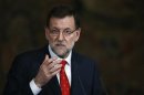 Spain's PM Rajoy gestures during a presentation on social action entities in Madrid