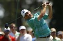 Couples of the U.S. hits his tee shot on the first hole during final round play in the 2012 Masters Golf Tournament in Augusta