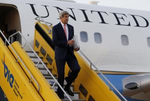 U.S. Secretary of State John Kerry steps out his plane&nbsp;&hellip;