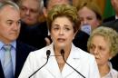 Suspended President Dilma Rousseff urged Brazilians to "mobilize" against a "coup", at the Planalto Palace in Brasilia on May 12, 2016