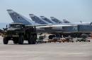 Russian military jets are seen at Hmeymim air base in Syria