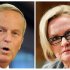 This photo combo shows U.S. Rep. Todd Akin, R-Mo., left, and Sen. Claire McCaskill, D-Mo. Since first uttering the words “legitimate rape,” Akin has continued to say things that have distracted attention from his campaign theme against McCaskill. Akin has linked McCaskill to President Barack Obama and his spending and health care policies. But unwanted attention remains _ most recently he compared McCaskill to a dog, and before that he suggested she wasn’t “ladylike.” (AP Photo/Sid Hastings, Manuel Balce Ceneta)