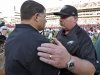 Philadelphia Eagles head coach Andy Reid, right, consols Tampa Bay Buccaneers head coach Greg Schiano after the Eagles defeated the Buccaneers 23-21 during an NFL football game Sunday, Dec. 9, 2012, in Tampa, Fla. (AP Photo/Chris O'Meara)