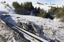 Twisted guard rail caused by wrecked tour bus in Oregon