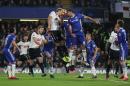 Tottenham Hotspur's Harry Kane (CL) and Chelsea's Diego Costa (CR) go head to head at Stamford Bridge
