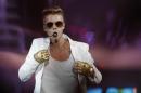 Canadian singer Justin Bieber performs in a concert at the Atlantico pavilion in Lisbon