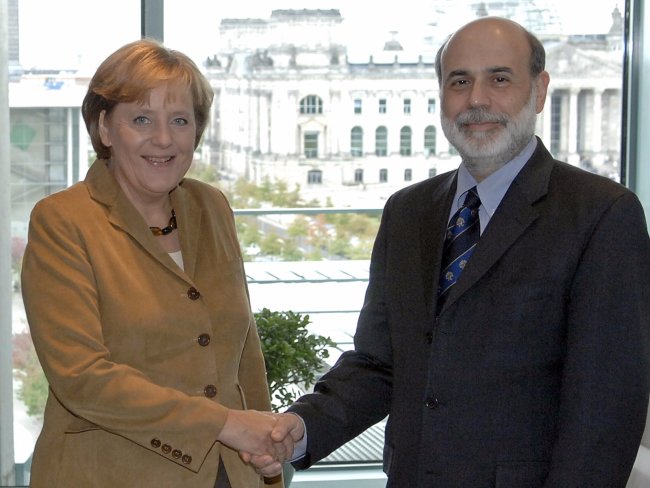 Ben Bernanke and Angela Merkel