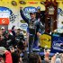 Jimmie Johnson celebrates in Victory Lane after winning the NASCAR Sprint Cup Series auto race at Martinsville Speedway, Sunday, Oct. 28, 2012, in Martinsville, Va. (AP Photo/Don Petersen)