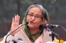Bangladesh Prime Minister Sheikh Hasina during a press conference after the national election in Dhaka on January 6, 2014
