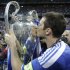 Chelsea's Frank Lampard kisses the trophy at the end of the Champions League final soccer match between Bayern Munich and Chelsea in Munich, Germany Saturday May 19, 2012.  Chelsea's Didier Drogba scored the decisive penalty in the shootout as Chelsea beat Bayern Munich to win the Champions League final after a dramatic 1-1 draw on Saturday. (AP Photo/Frank Augstein)