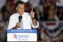 Republican presidential candidate and former Massachusetts Gov. Mitt Romney gestures during a campaign speech Saturday, Oct. 27, 2012, in Land O' Lakes, Fla. (AP Photo/Chris O'Meara)