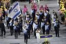 Neta Rivkin carries the flag of Israel during the opening ceremony for the 2016 Summer Olympics in Rio de Janeiro, Brazil, Friday, Aug. 5, 2016. (AP Photo/Matt Slocum)