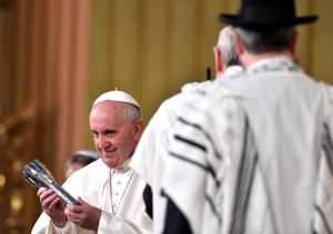 Pope Francis shows a gift at the end of his visit at&nbsp;&hellip;