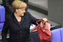 German Chancellor Merkel arrives for Bundestag session in Berlin