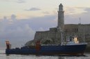 Bolivian-flagged cargo ship Ana Cecilia enters Havana's port upon arriving from Miami carrying household items shipped from the U.S. by relatives of Cubans