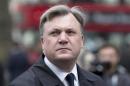 Britain's Shadow Chancellor Ed Balls arrives at the funeral of British Labour politician Tony Benn at St Margaret's Church, Westminster Abbey in London