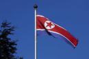 File photo of North Korean flag flying on a mast at the Permanent Mission of North Korea in Geneva