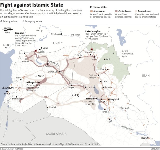 ISIS map as of July 27 2015