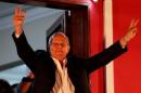 Peruvian presidential candidate Pedro Pablo Kuczynski gestures to followers in Lima