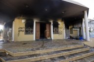 This file photo shows a burnt building at the US consulate compound in the eastern Libyan city of Benghazi, on September 13, 2012, following an attack late on September 11 in which the US ambassador to Libya and three other US nationals were killed