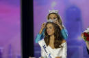 Miss Georgia Betty Cantrell reacts as she is crowned Miss America 2016 by Miss America 2015 Kira Kazantsev at the 2016 Miss America pageant, Sunday, Sept. 13, 2015, in Atlantic City, N.J. (AP Photo/Mel Evans)