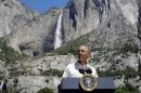 U.S. President Barack Obama speaks about the National Park Service at Yosemite National Park, California