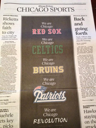 Chicago Tribune's sports section (Photo via @BaxterHolmes)