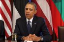 El presidente estadounidense, Barack Obama, habla antes de recibir en la Casa Blanca a los mandatarios de Estonia, Letonia y Lituani, en Washington. EFE