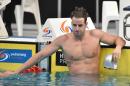 James Magnussen reacts after coming second in the 100m freestyle final at Australia's world championship trials in Sydney on April 7, 2015
