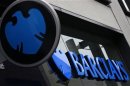 A logo of Barclays bank is seen outside a branch in Altrincham