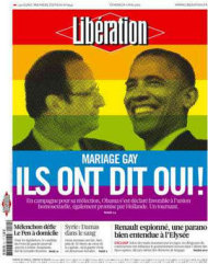 Obama se 'casa' con Hollande en la portada de Libération