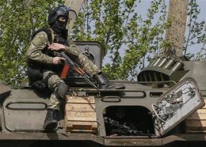 A Ukrainian security force officer is deployed at a &hellip;