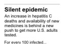 Graphic charts the expected outcomes per one hundred people infected with Hepatitis C