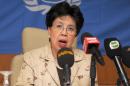 In this photo dated Sunday, Oct. 19, 2014, China's Margaret Chan, Director General of the World Health Organization, WHO, addresses the media during a press conference held in an hotel in Gammarth, northeastern Tunisia. Chan and WHO have come under scrutiny following an internal document obtained by The Associated Press which said the U.N. health organization did not respond adequately to contain the Ebola outbreak in West Africa. (AP Photo/Adel Ben Salah