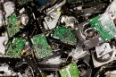 This undated photo made available by Google shows failed drives that are destroyed at a data center in St. Ghislain, Belgium. Google says it destroys malfunctioning storage drives on site to protect user data. (AP Photo/Google, Connie Zhou)