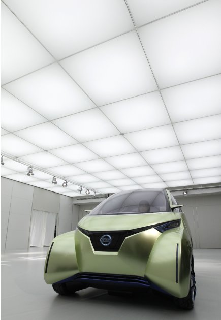 Nissan&#39;s new concept car PIVO3 is seen at its unveiling ceremony for journalists at its technical center in Atsugi