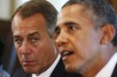 Speaker of the House Boehner listens to U.S. President Obama at a meeting with bipartisan Congressional leaders in Washington