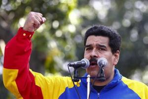 Venezuelan President Maduro talks to supporters during a ceremony to commemorate the 56th anniversary of the end of Venezuelan dictator Perez Jimenez&#39;s regime in Caracas